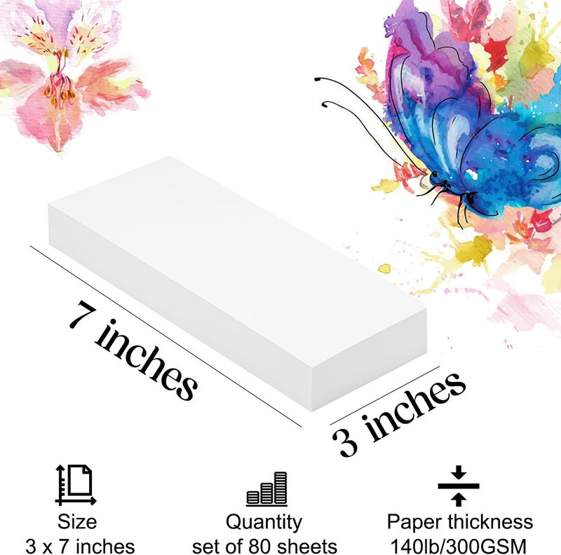 Magecubiku Watercolor Paper 3x7 inches 80 Sheets,Heavyweight Artist Paper 140lb/300GSM Cold Press Natural Cotton Paper for Students Artists Watercolor Drawing - Image 3